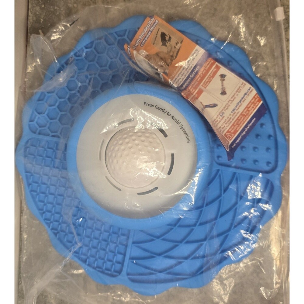 3-in-1 Slow Feeder Dog Bowl with Rolling Ball & Lick Mat for Dogs and BLUE